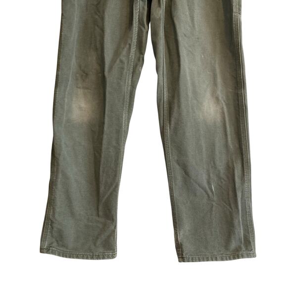 Mens Carhartt Drab Military Green Loose Original Fit Work Denim Jeans Size 36x32 - Picture 6 of 16